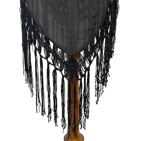 Bohemian Black Beach Bikini Coverup with Fringe - Picture 14 of 16